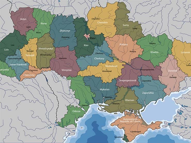 Map of Ukraine's administrative regions