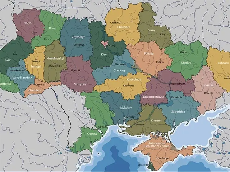 Map of Ukraine's administrative regions