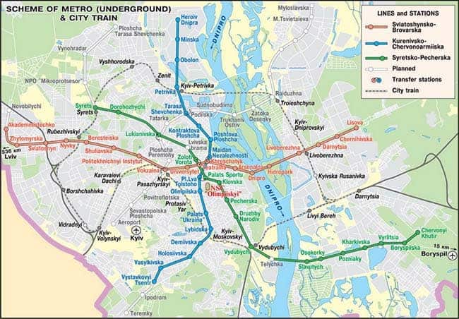 Kyiv metro & city map overlaid